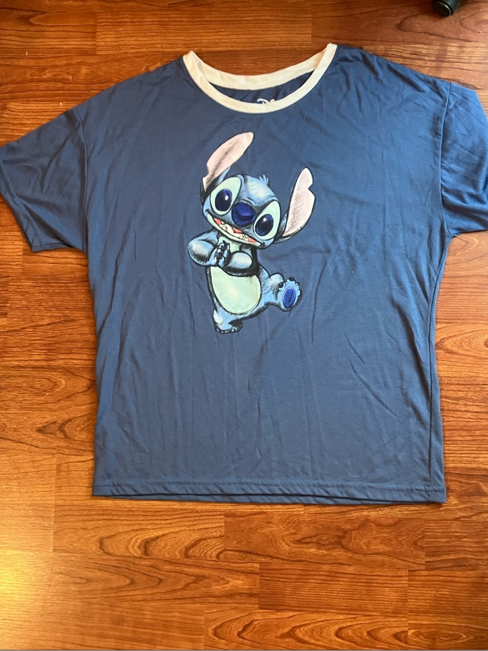 Disney Blue Stitch Graphic Tee with White Trim